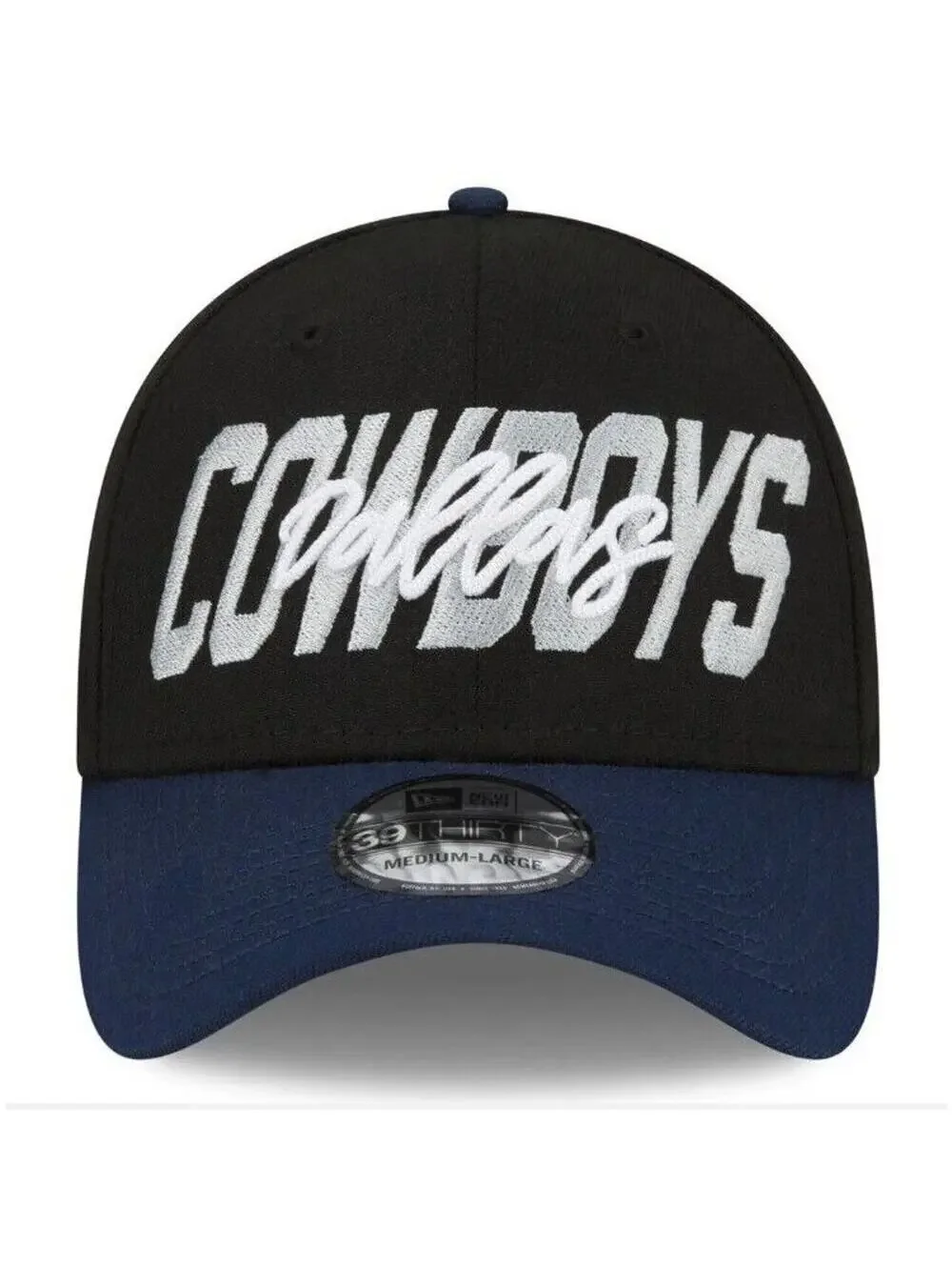 Dallas Cowboys Cap New Era Black/Navy 2022 NFL Draft 39THIRTY Large/XL Flex Hat